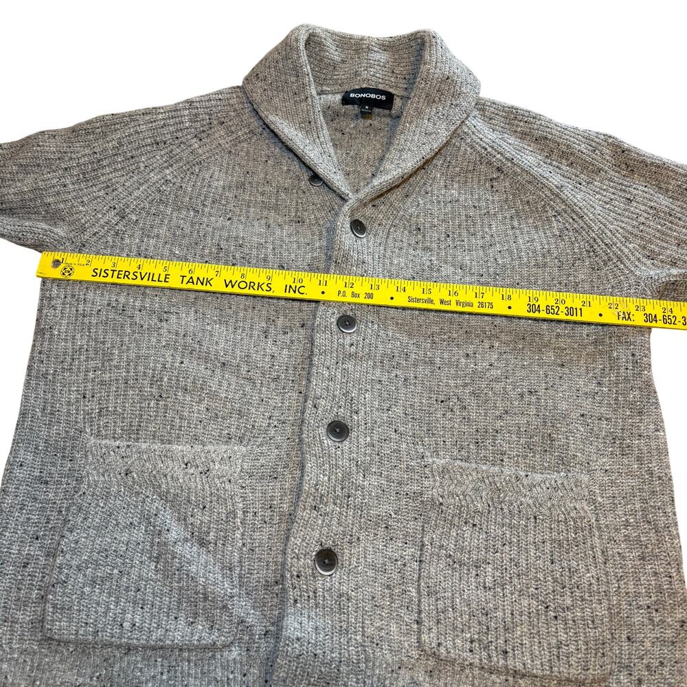 Bonobos Shawl Collar Cardigan Textured Gray Knit Grandpa M Pockets Wool Blend - Picture 7 of 7